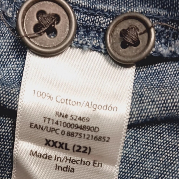 3X$25.  100%Cotton Time and Tru Floral-Print Utility Shirt Dress Size XXXL / 22 - Picture 11 of 12